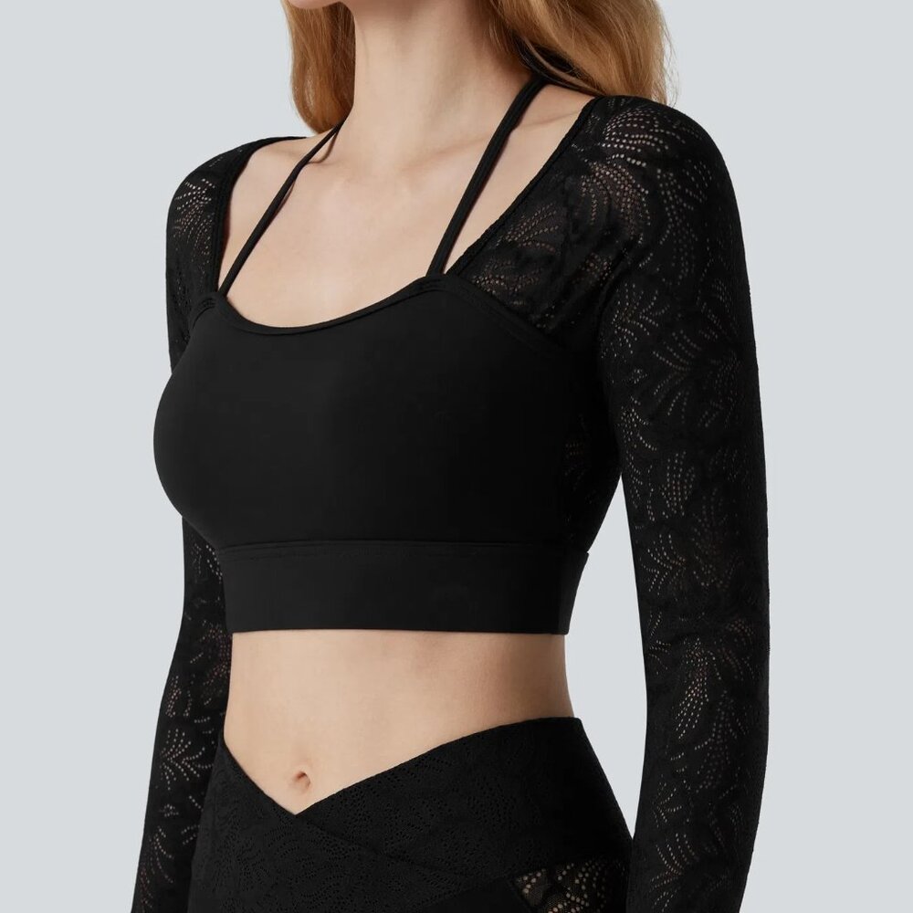 Halara Long Sleeve Lace Sports Bra